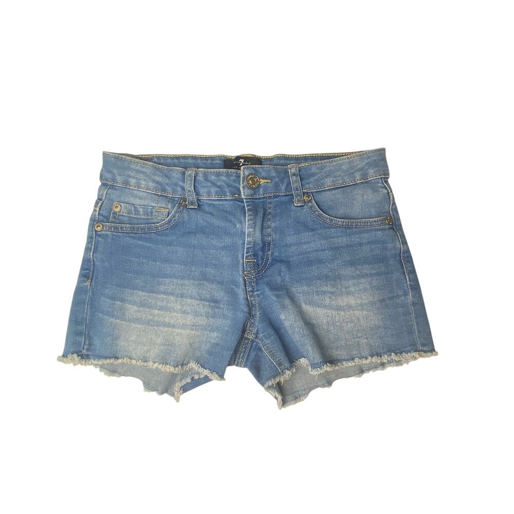7 for All Mankind Girls Light Wash Denim 3-inch Cut Off Shorts Size 14